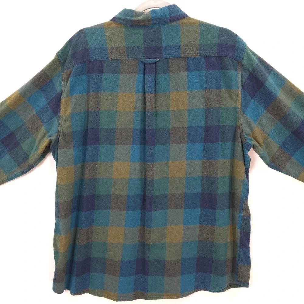 Eddie Bauer Flannel Shirt Buffalo Plaid Blue Green Men XXL Gorpcore Outdoorsy